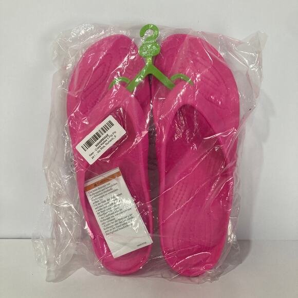Crocs Kadee II Flip Flops Sandals Electric Pink 202492-6QQ Women’s Size 9 - Picture 1 of 4